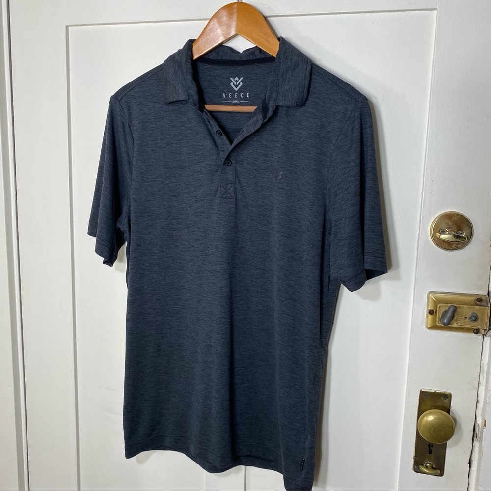 Veece Classic Casual Dark Gray Polo Short Sleeve Shirt S